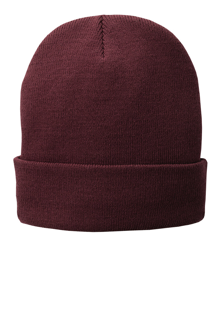 Port Authority Fleece-Lined Knit Cap. CP90L — Maroon — front