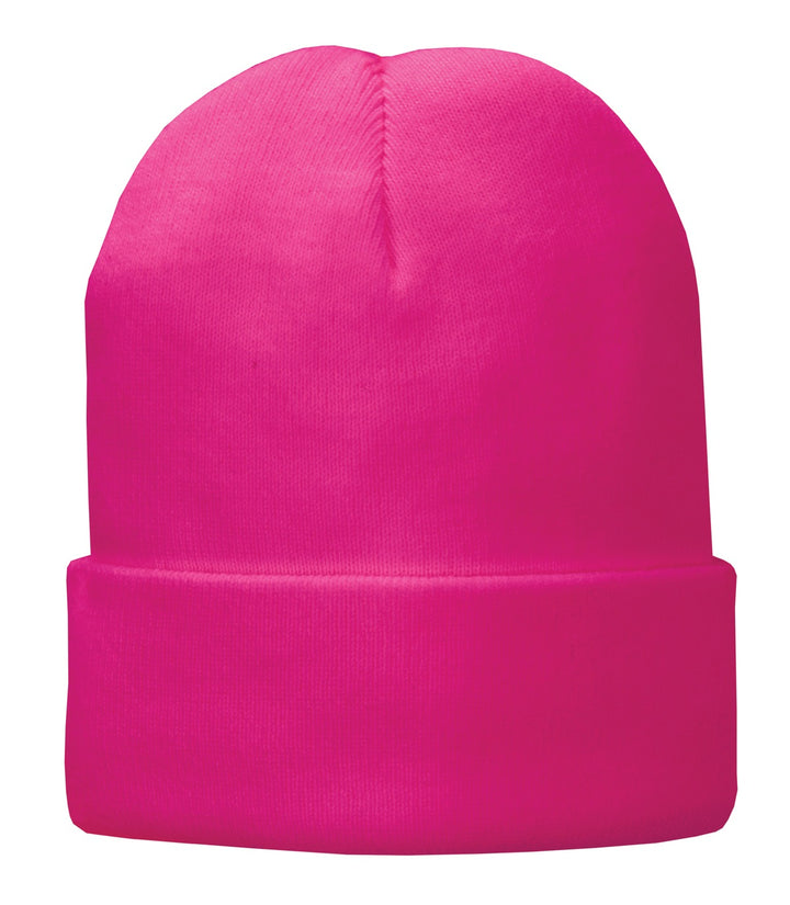 Port Authority Fleece-Lined Knit Cap. CP90L — Neon Pink Glo — front