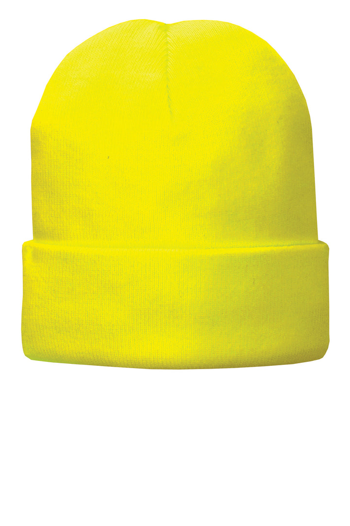 Port Authority Fleece-Lined Knit Cap. CP90L — Neon Yellow — front