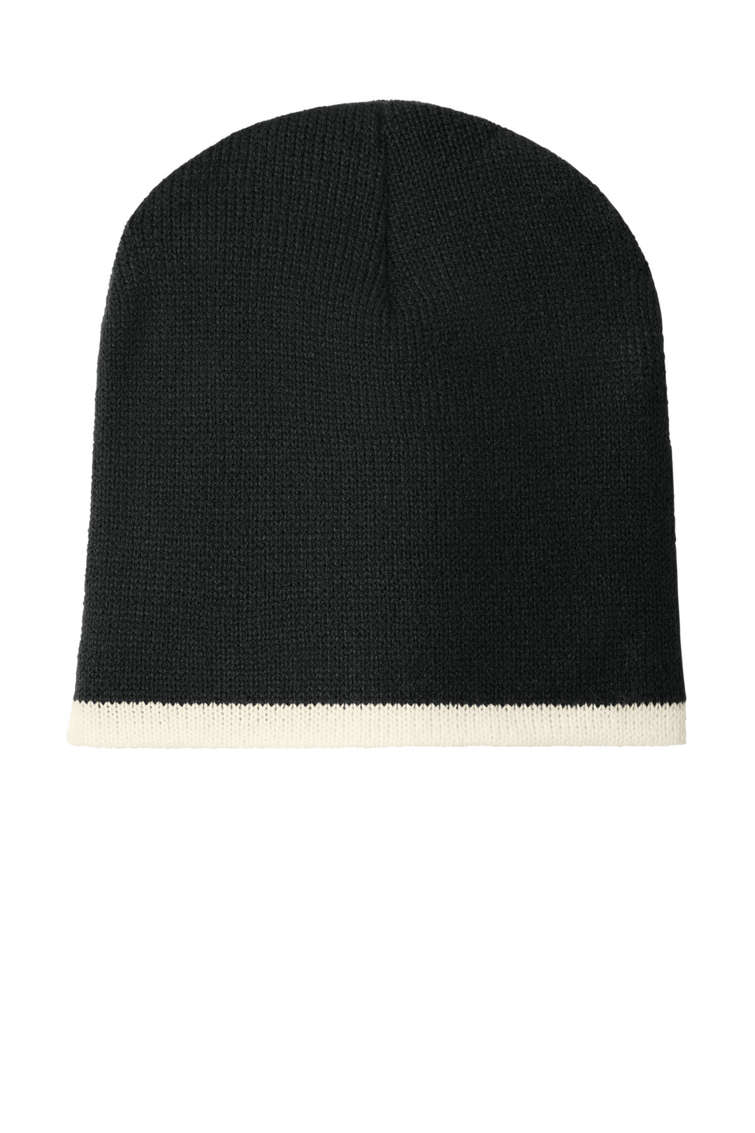 Port Authority Beanie Cap.  CP91 — Black/ Natural — front