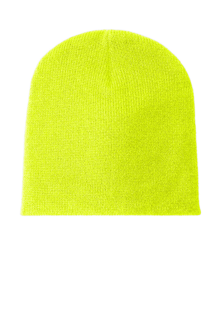 Port Authority Beanie Cap.  CP91 — Neon Yellow — front