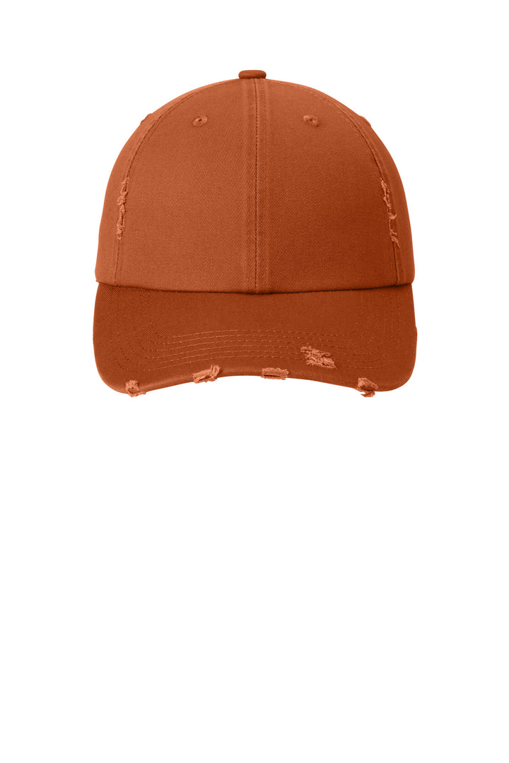 District Distressed Cap. DT600 — Burnt Orange — front