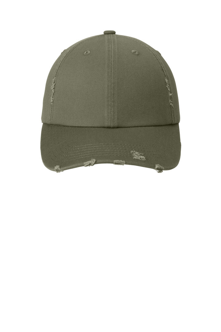 District Distressed Cap. DT600 — Light Olive — front