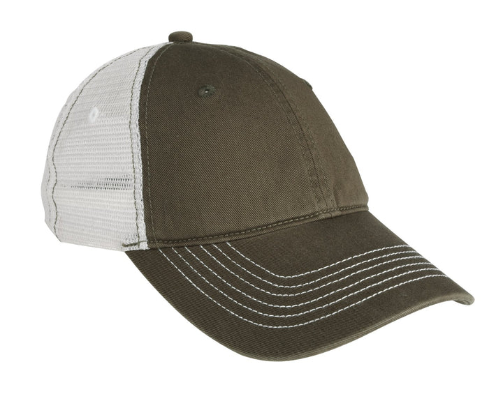 District Mesh Back Cap. DT607 — Army/ White — front