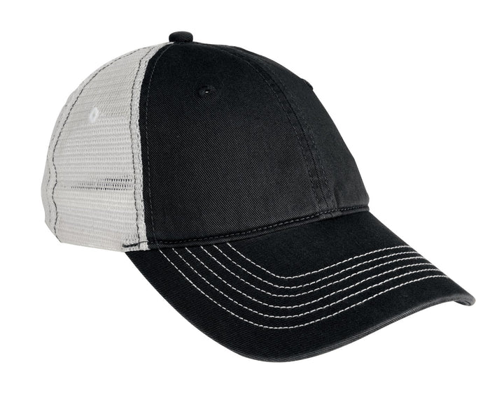 District Mesh Back Cap. DT607 — Black/ White — front