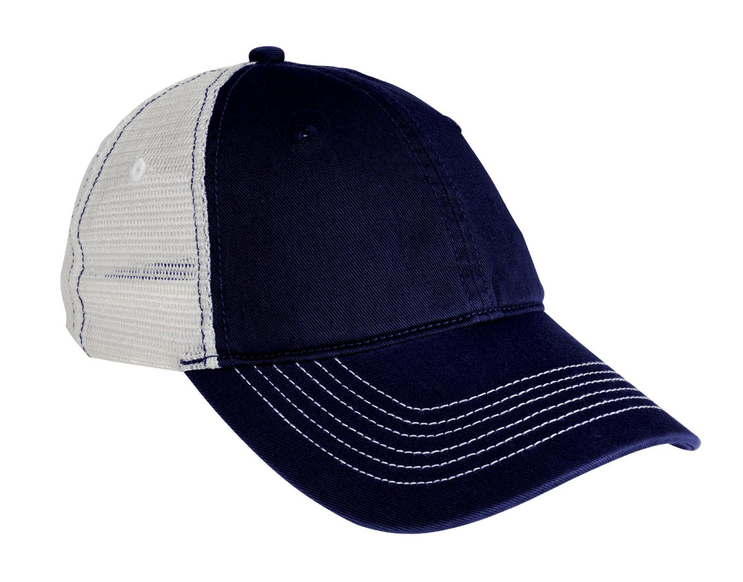 District Mesh Back Cap. DT607 — New Navy/ White — front