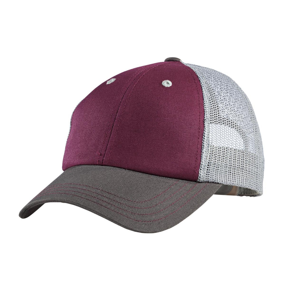 District Tri-Tone Mesh Back Cap DT616 — Maroon/ Charcoal/ Grey — front