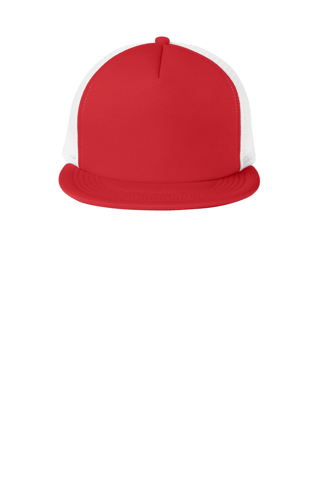 District Flat Bill Snapback Trucker Cap. DT624 — New Red — front