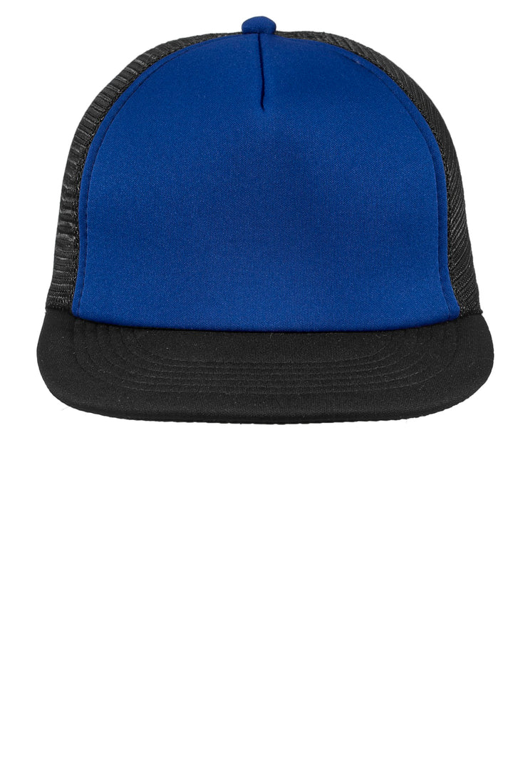 District Flat Bill Snapback Trucker Cap. DT624 — Royal — front