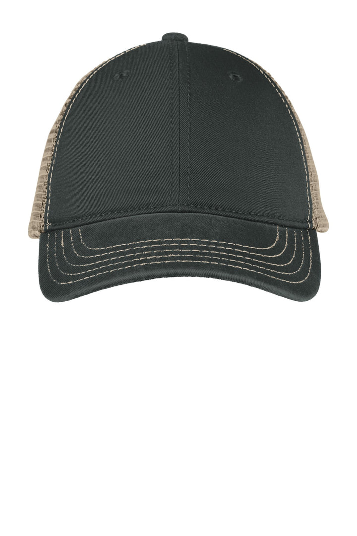 District Super Soft Mesh Back Cap. DT630 — Black/ Khaki — front