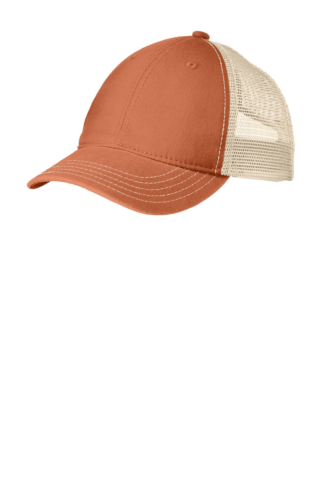 District Super Soft Mesh Back Cap. DT630 — Burnt Orange/ Stone — front