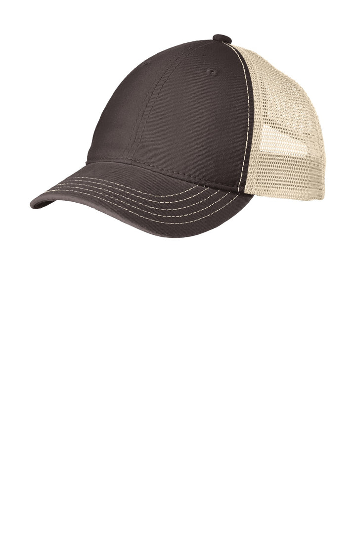 District Super Soft Mesh Back Cap. DT630 — Chocolate Brown/ Stone — front