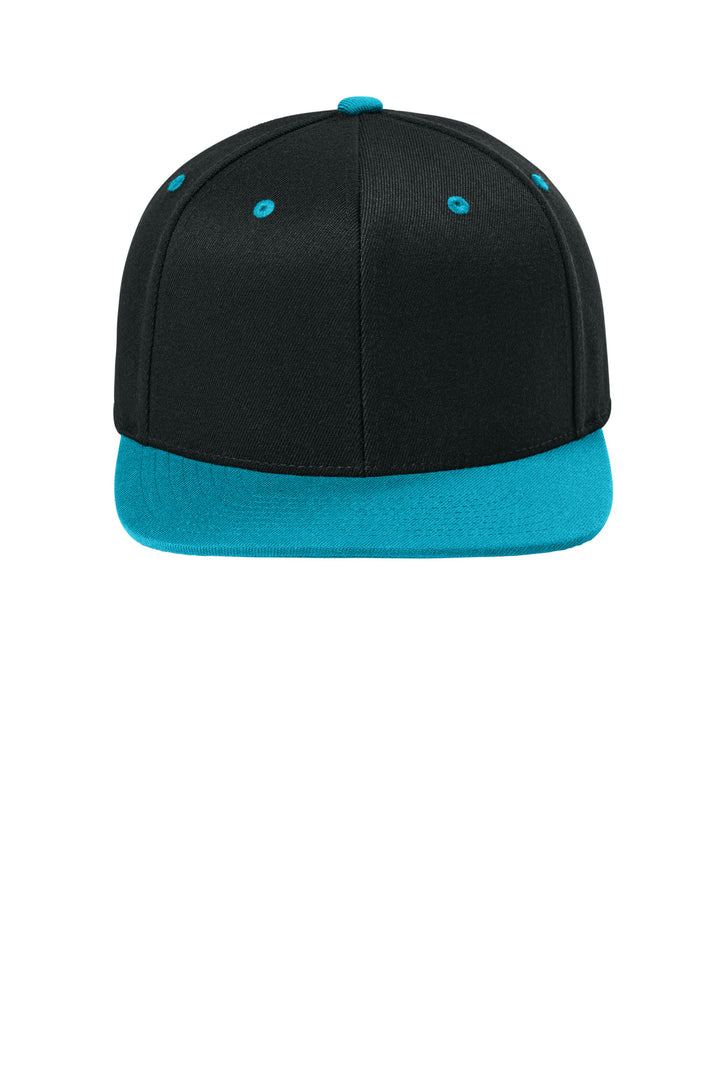 Flexfit 110 Snapback Cap FF110F — Black/ Teal — front