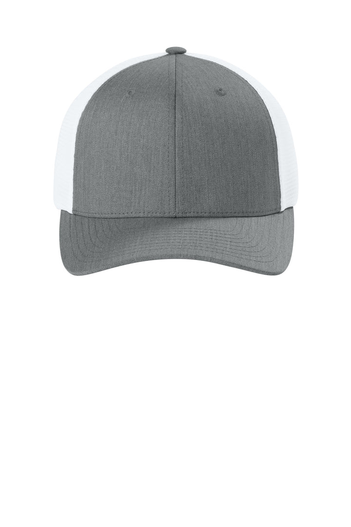 Flexfit 110 Mesh Cap FF110M — Heather Grey/ White — front