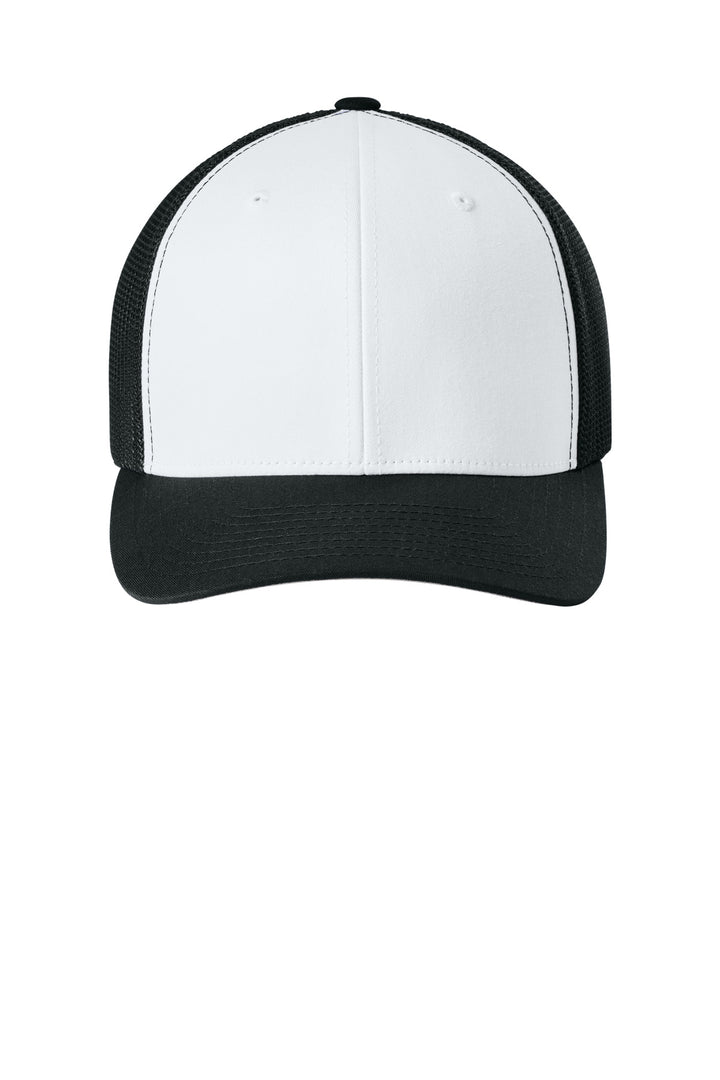 Flexfit Trucker Mesh Cap FF6511 — Black/ White/ Black — front