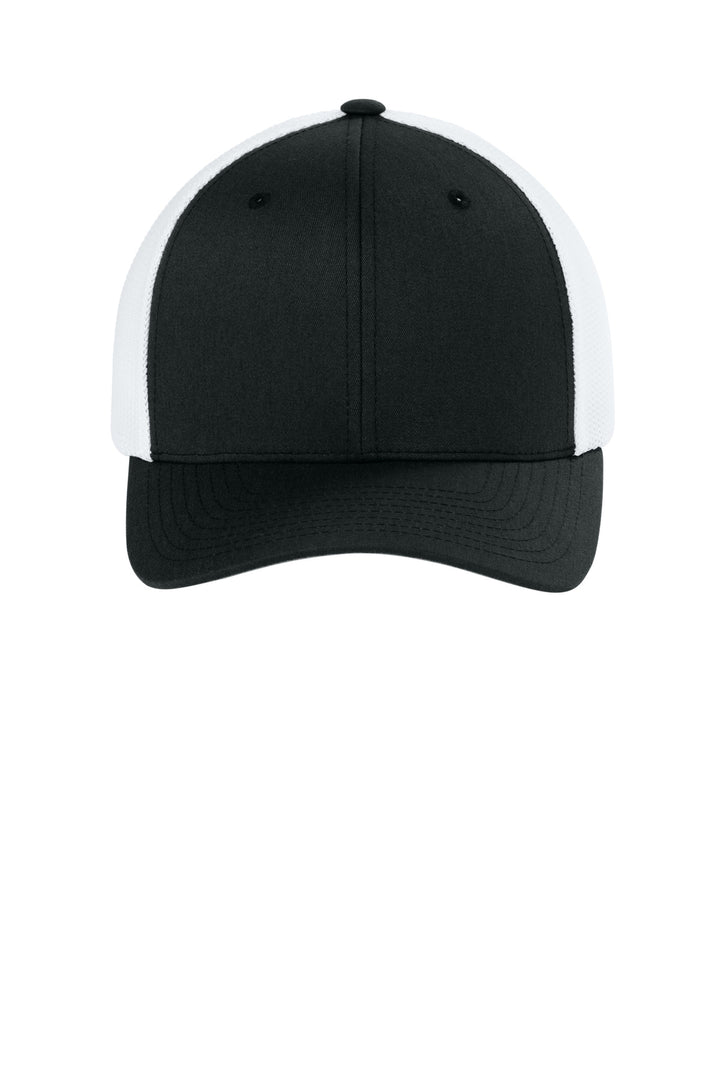 Flexfit Trucker Mesh Cap FF6511 — Black/ White — front