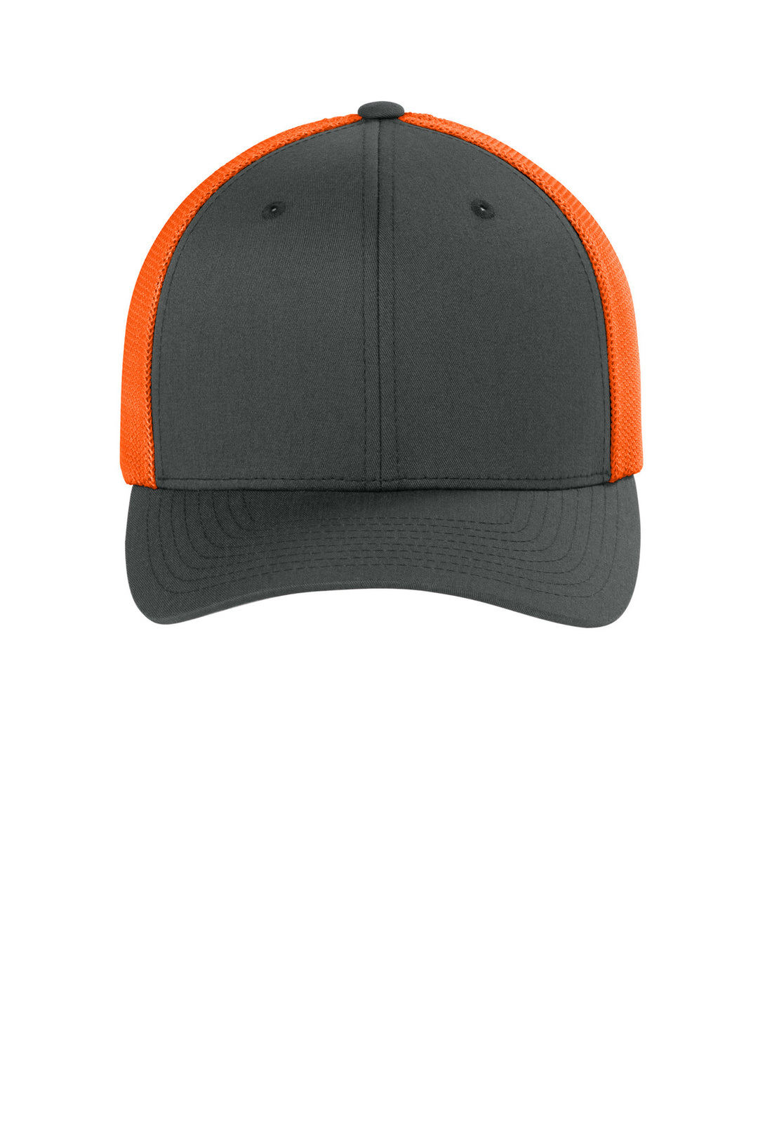 Flexfit Trucker Mesh Cap FF6511 — Charcoal/ Neon Orange — front
