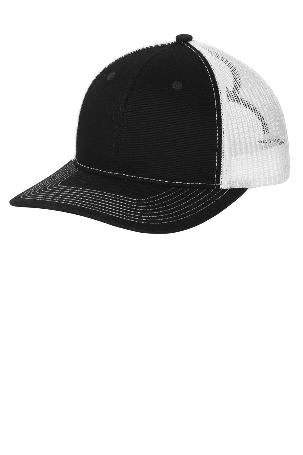 Port Authority Snapback Ponytail Trucker Cap LC401 — Black/ White — front