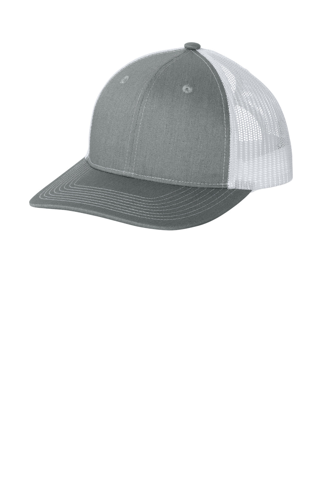 Port Authority Snapback Ponytail Trucker Cap LC401 — Heather Grey/ White — front