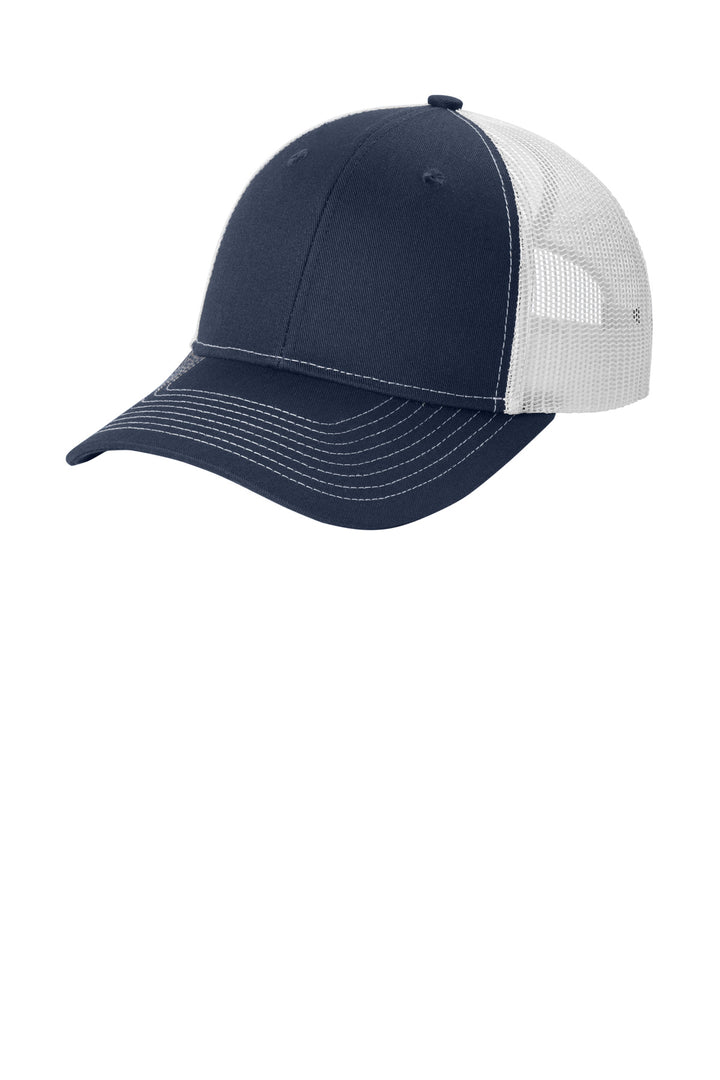 Port Authority Snapback Ponytail Trucker Cap LC401 — True Navy/ White — front