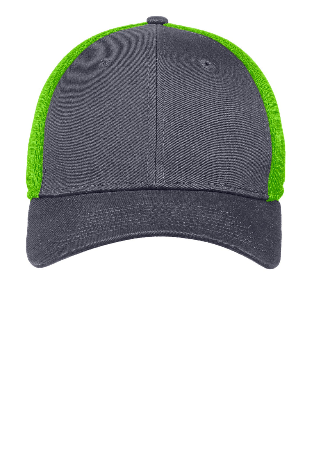New Era - Stretch Mesh Cap.  NE1020 — Graphite/ Cyber Green — front