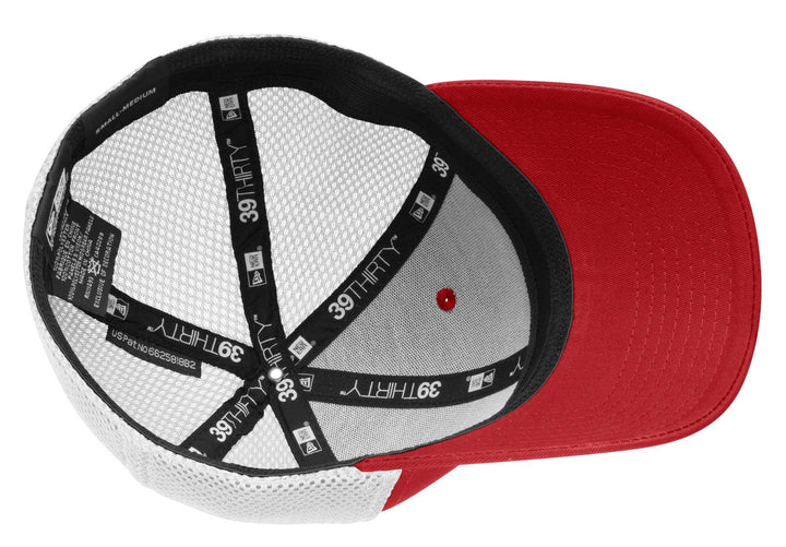 New Era - Stretch Mesh Cap.  NE1020 — Scarlet Red/ White — front