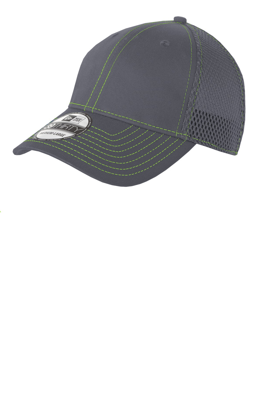New Era - Stretch Mesh Contrast Stitch Cap. NE1120 — Graphite/ Cyber Green — front