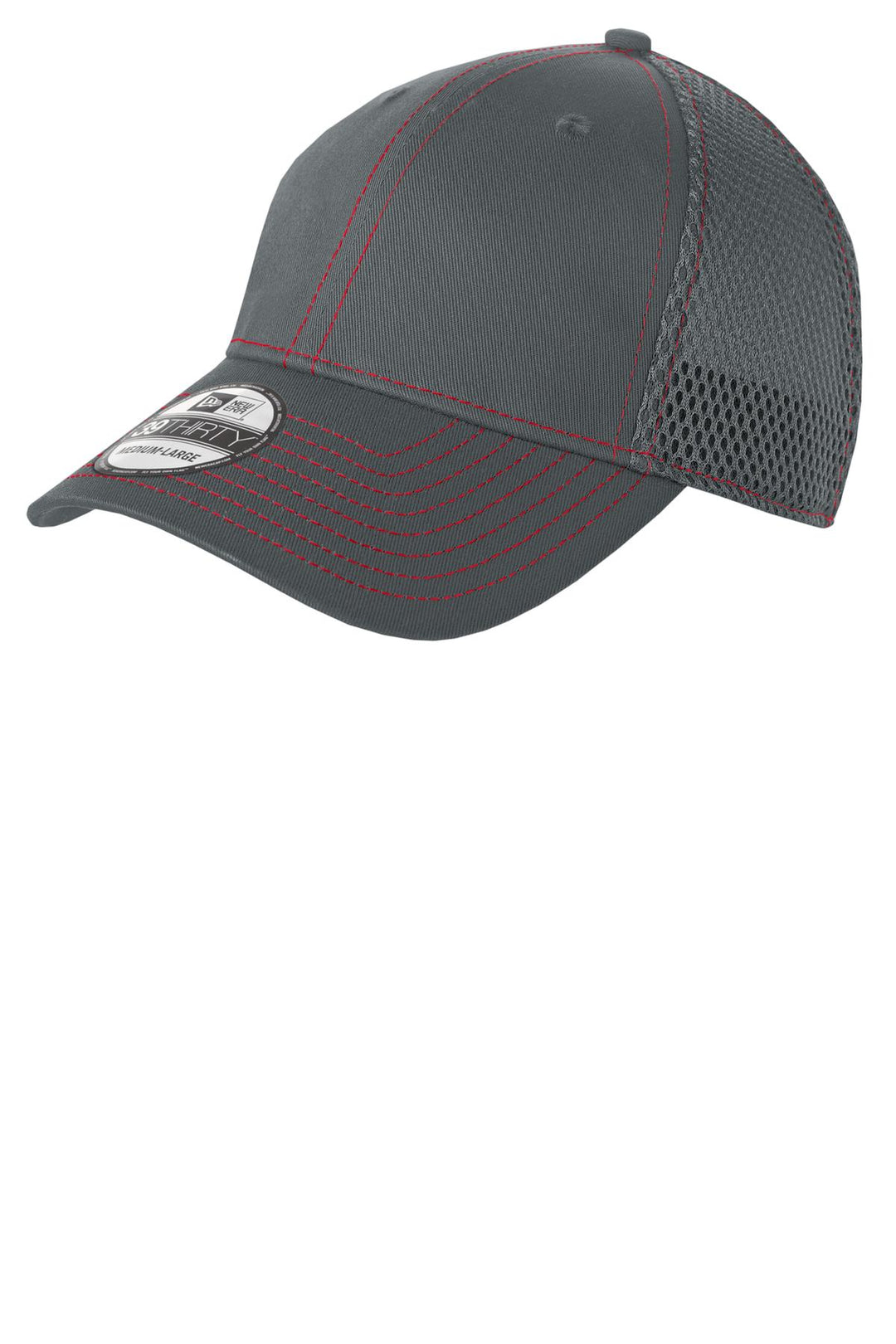 New Era - Stretch Mesh Contrast Stitch Cap. NE1120 — Graphite/ Red — front