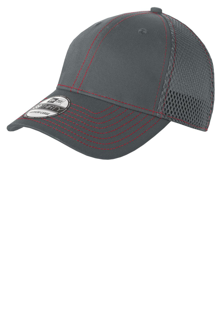 New Era - Stretch Mesh Contrast Stitch Cap. NE1120 — Graphite/ Red — front
