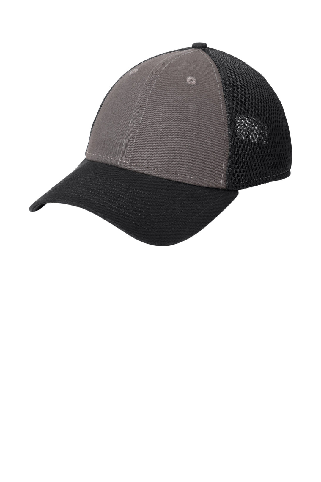 New Era Snapback Contrast Front Mesh Cap. NE204 — Charcoal/ Black — front