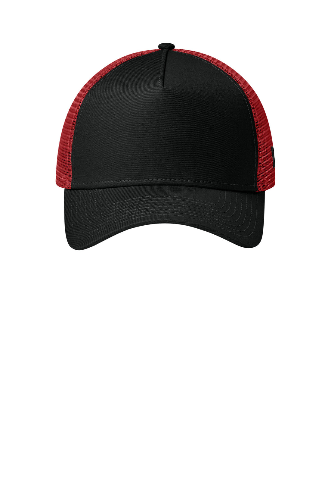 New Era Snapback Trucker Cap. NE205 — Flag Black/ Scarlet — front