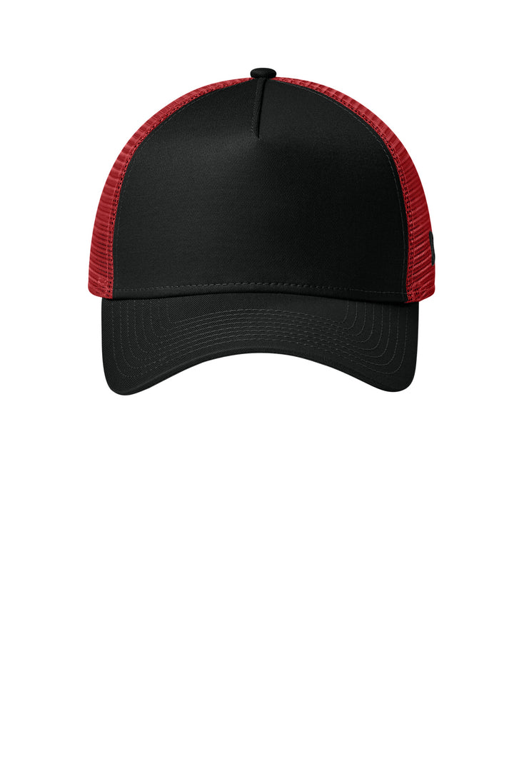 New Era Snapback Trucker Cap. NE205 — Flag Black/ Scarlet — front