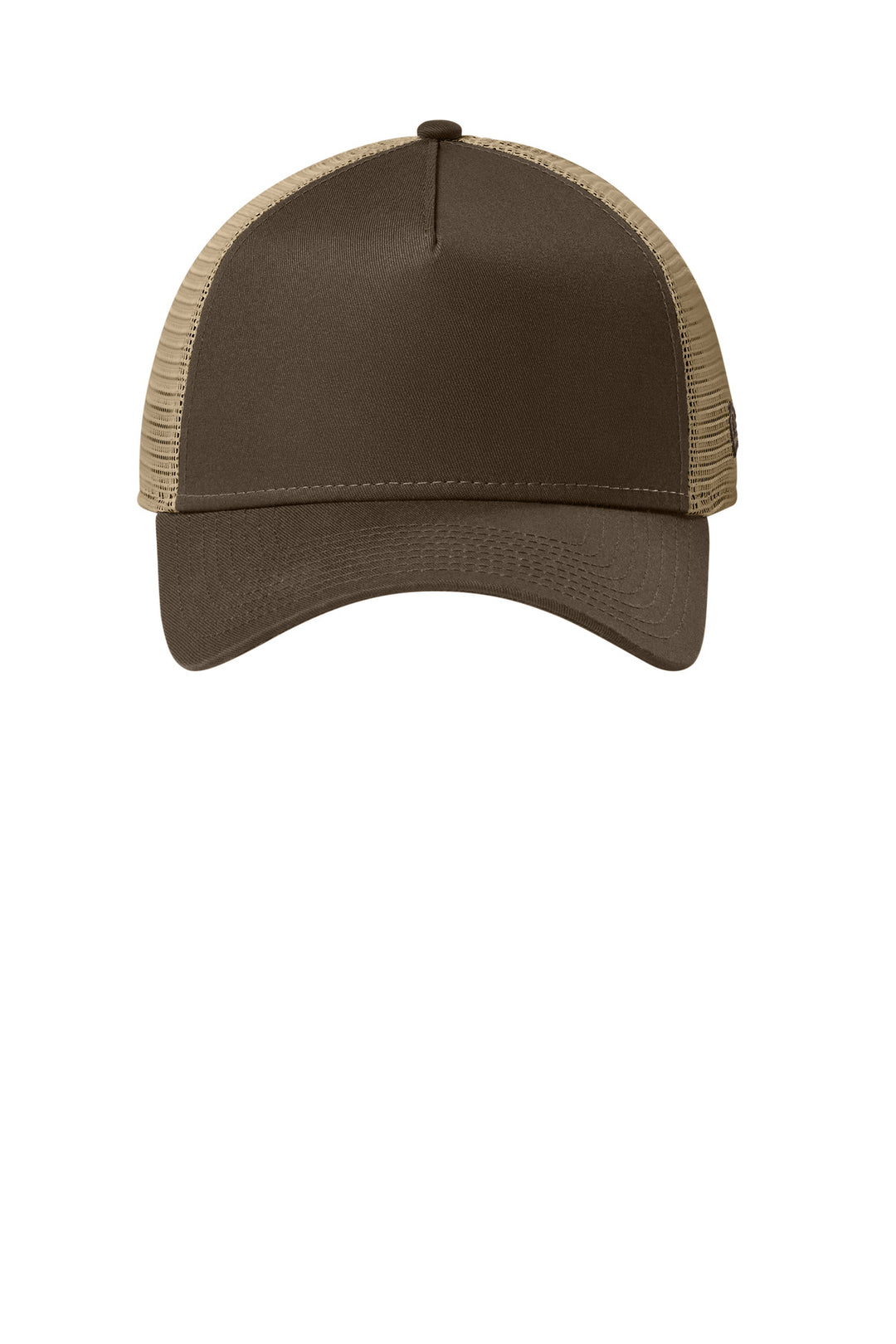 New Era Snapback Trucker Cap. NE205 — Flag Chocolate/ Khaki — front