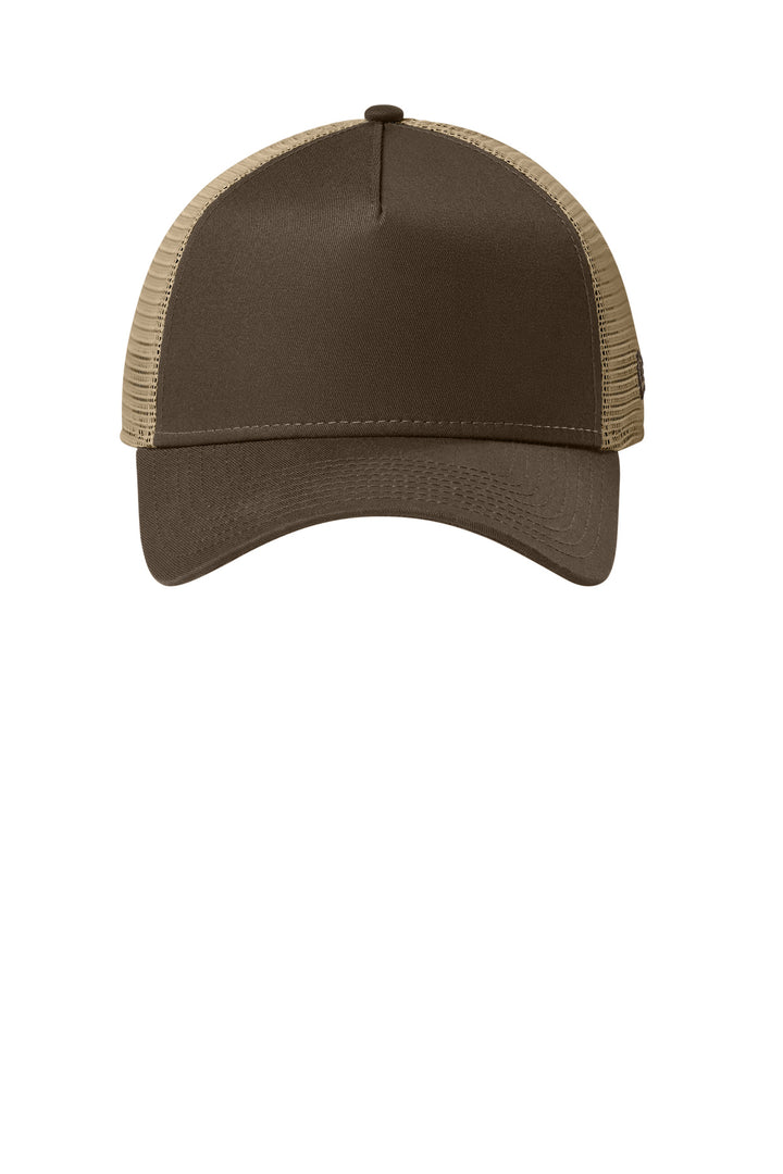 New Era Snapback Trucker Cap. NE205 — Flag Chocolate/ Khaki — front