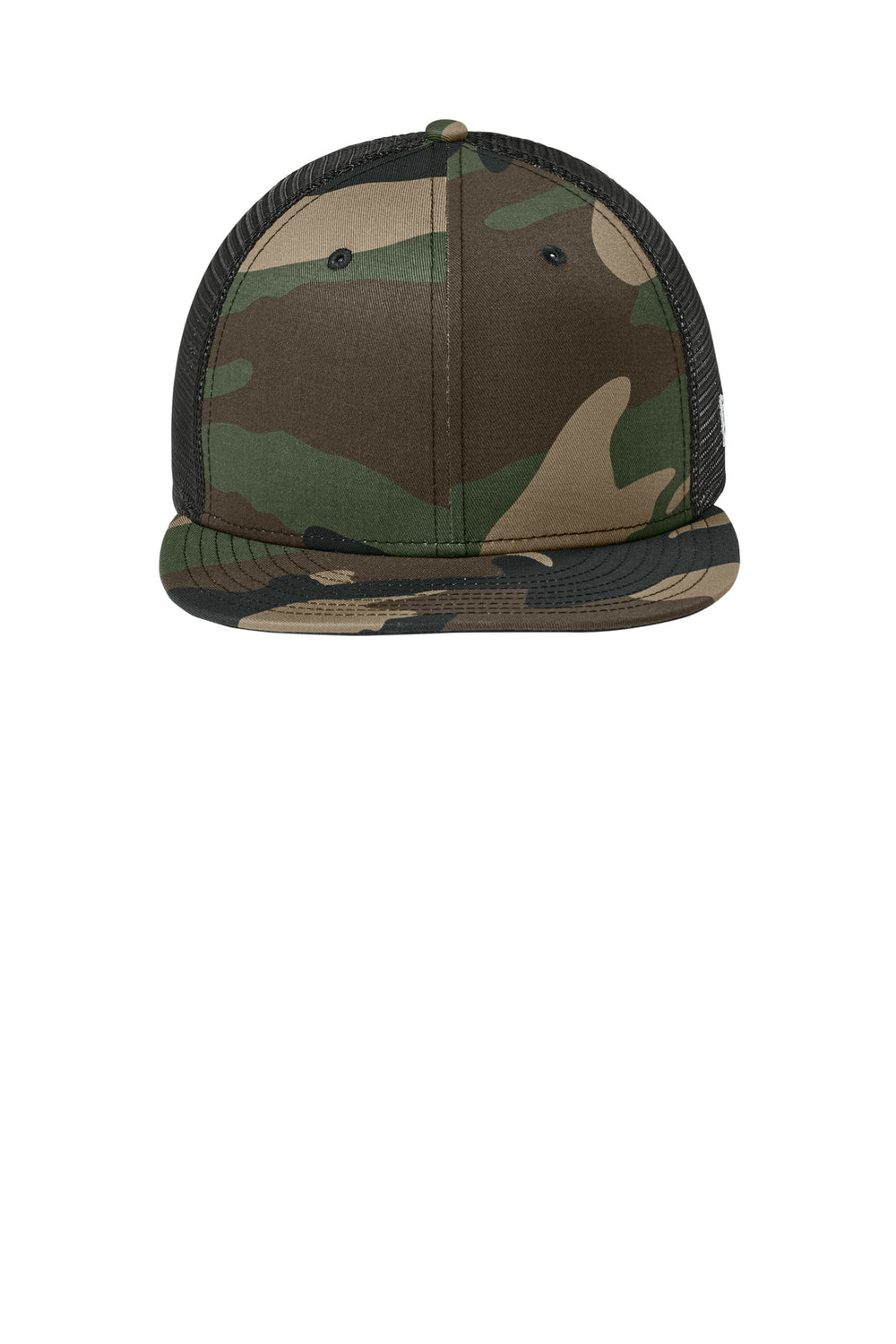 New Era Standard Fit Snapback Trucker Cap NE4030 — Flag Camo/ Black — front