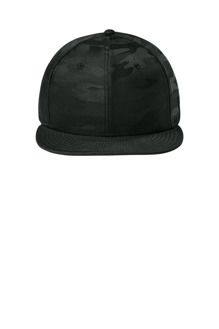 New Era  Camo Flat Bill Snapback Cap NE407 — Flag Black/ Black Camo — front