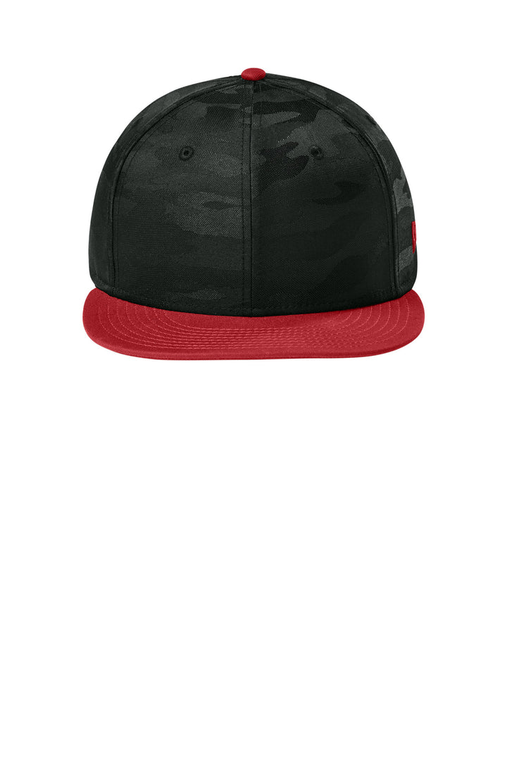 New Era  Camo Flat Bill Snapback Cap NE407 — Flag Scarlet/ Black Camo — front