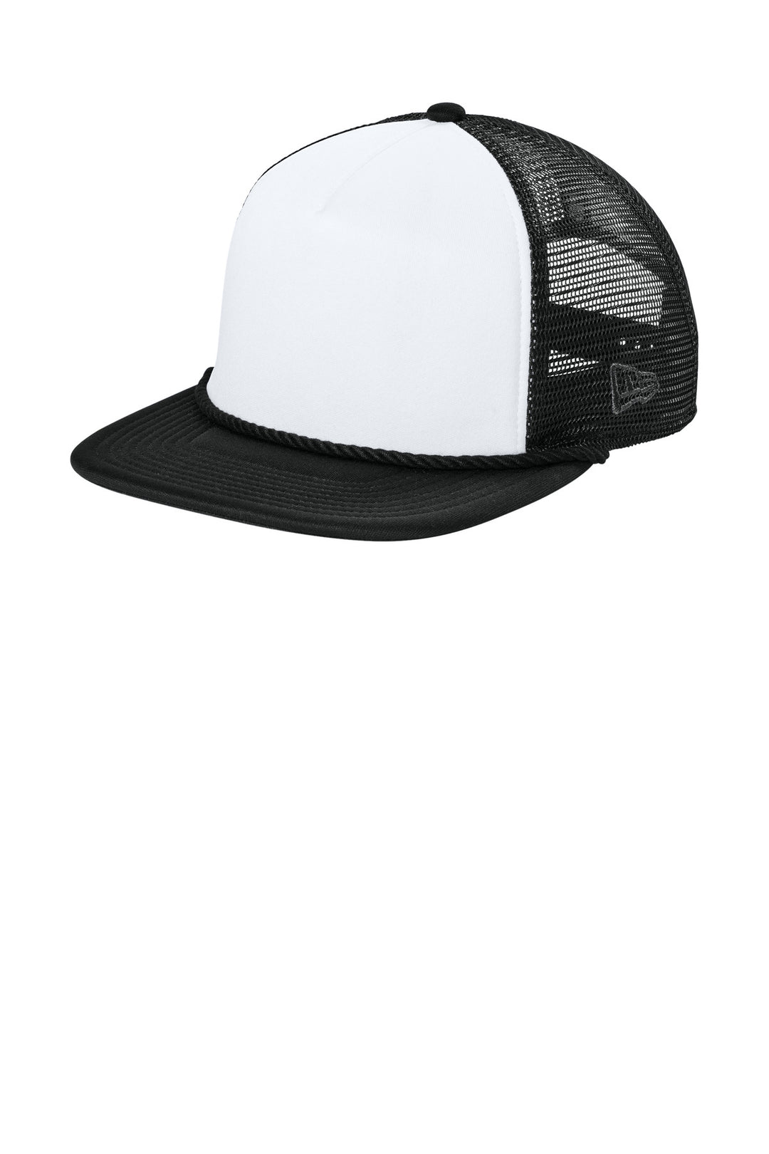 New Era Foam Rope Trucker Cap NE410 — White/ Black/ Black — front