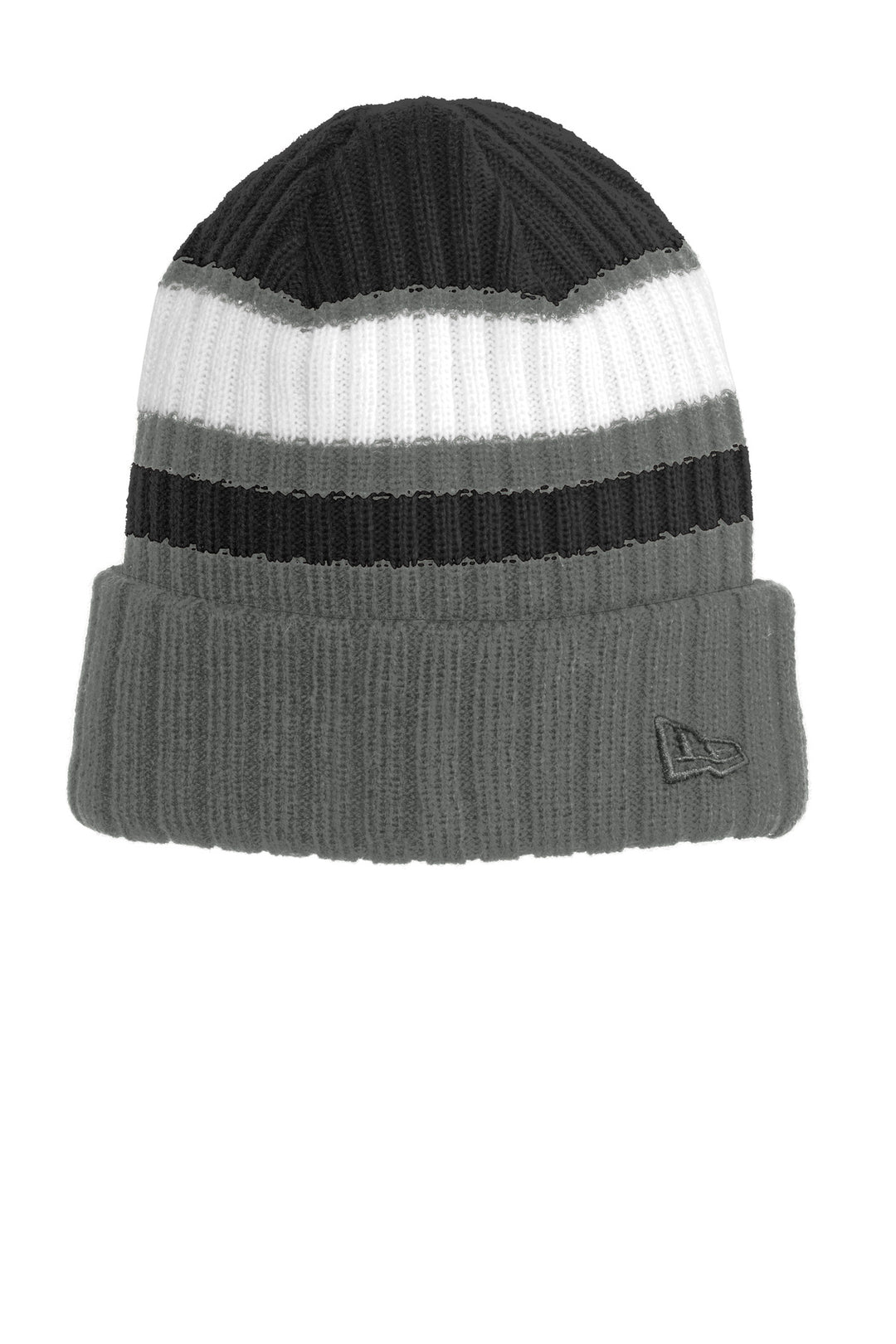 New Era Ribbed Tailgate Beanie. NE903 — Black/ Graphite — front