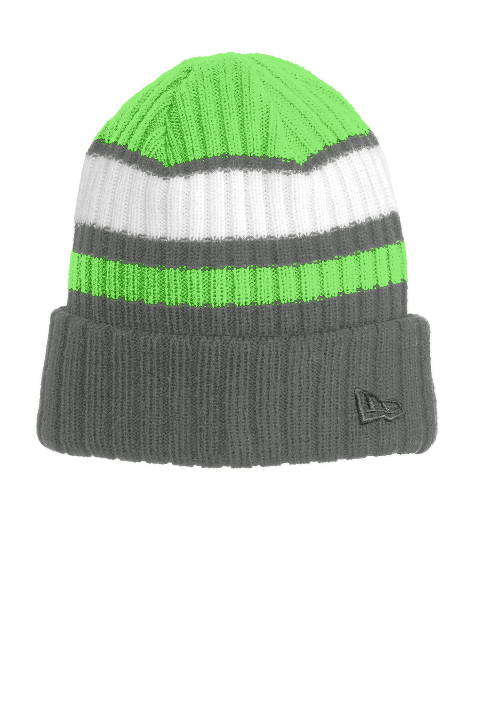 New Era Ribbed Tailgate Beanie. NE903 — Cyber Green/ Graphite — front