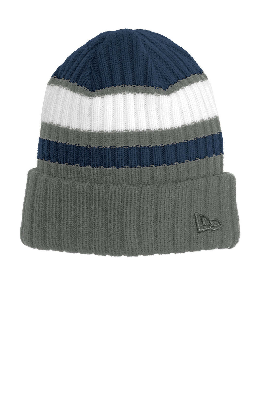 New Era Ribbed Tailgate Beanie. NE903 — Navy/ Graphite — front