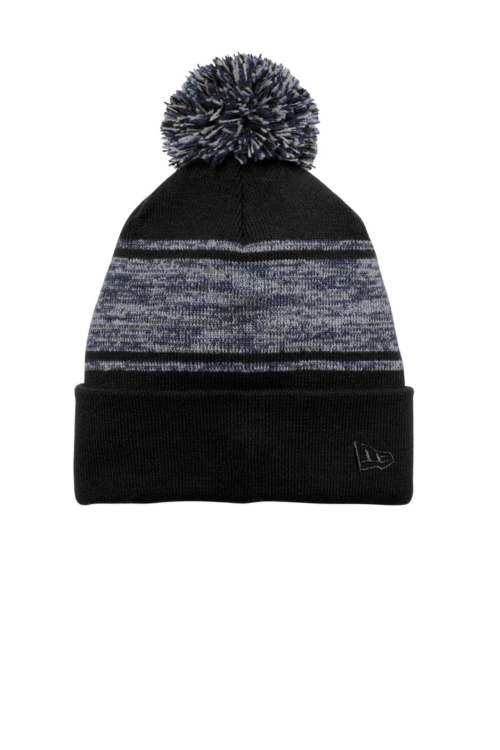 New Era Knit Chilled Pom Beanie NE909 — Black/ Deep Navy — front