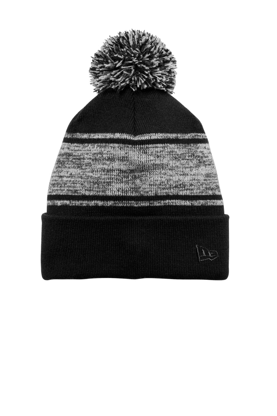 New Era Knit Chilled Pom Beanie NE909 — Black/ Graphite — front