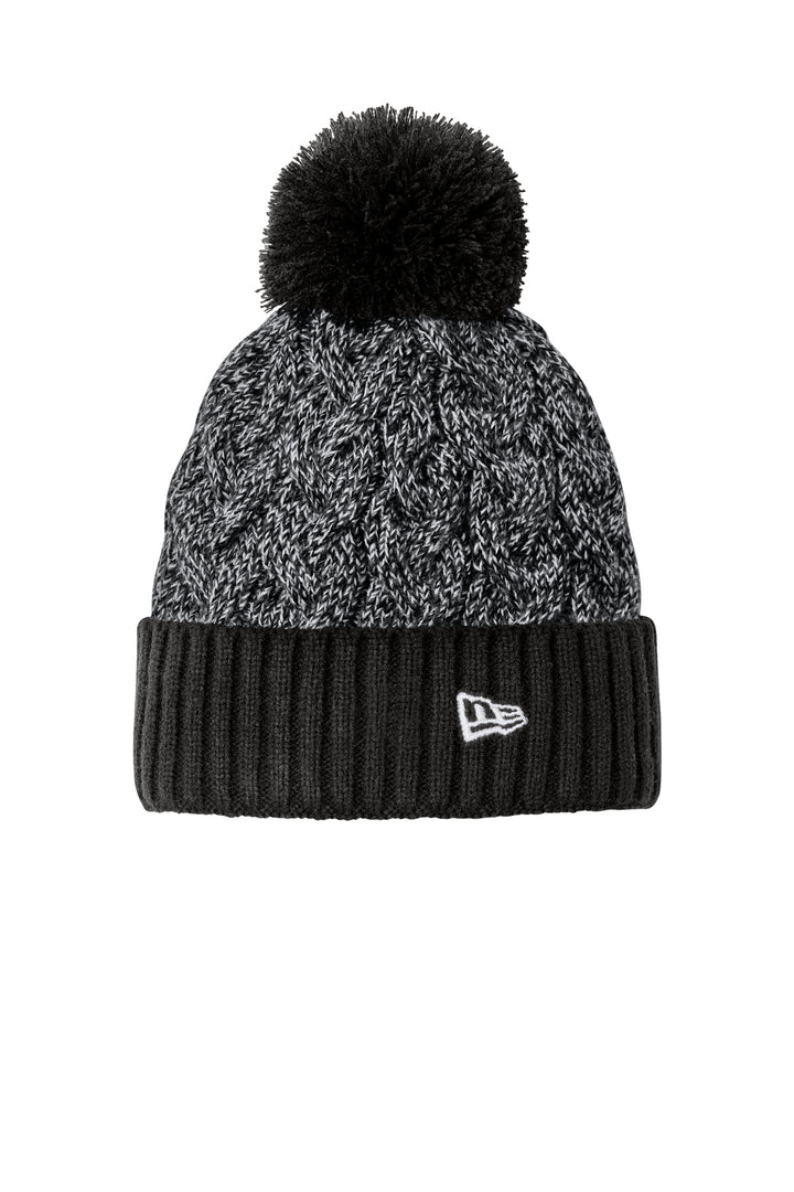 New Era Marled Knit Pom Beanie NE910 — Black/ Graphite/ White — front