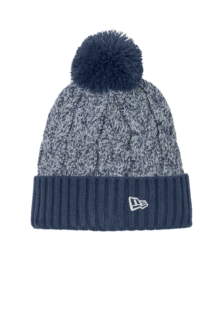 New Era Marled Knit Pom Beanie NE910 — Deep Navy/ Grey/ White — front