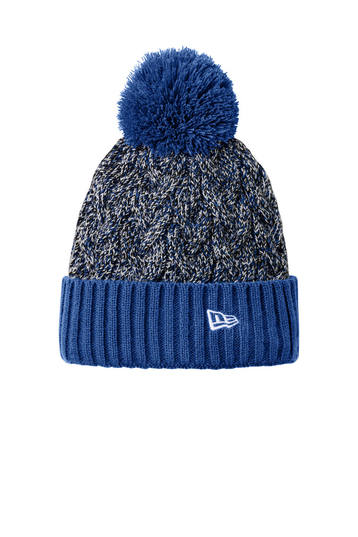 New Era Marled Knit Pom Beanie NE910 — Royal/ Black/ White — front