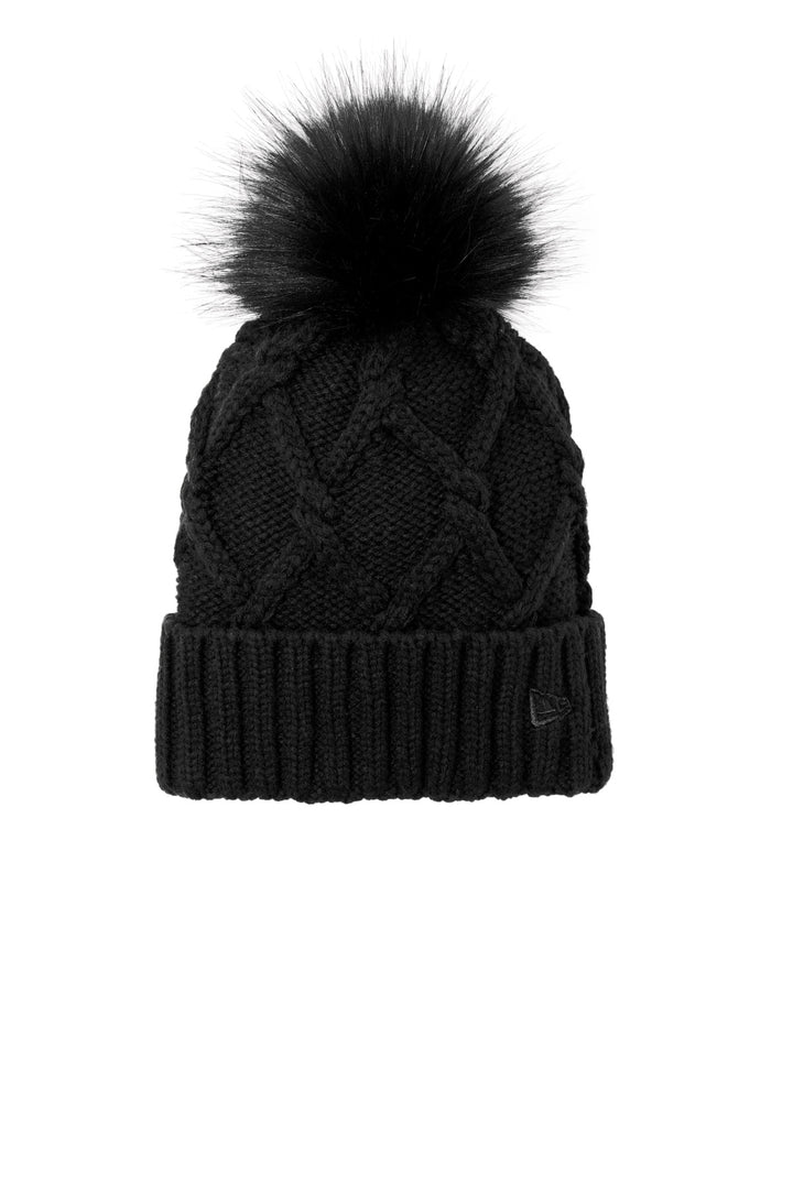 New Era Faux Fur Pom Beanie NE911 — Black — front