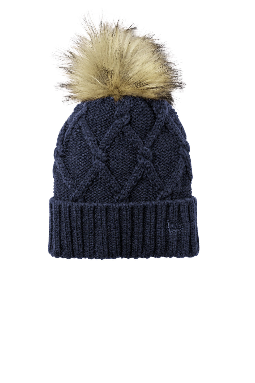 New Era Faux Fur Pom Beanie NE911 — Deep Navy — front