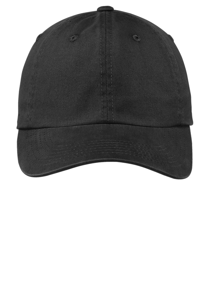 Port Authority Garment-Washed Cap.  PWU — Black — front