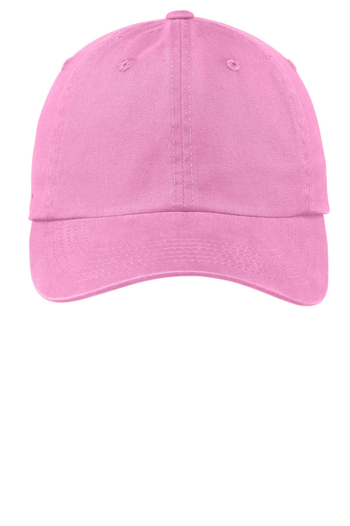 Port Authority Garment-Washed Cap.  PWU — Bright Pink — front